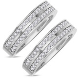 Photo of Sloane 1 1/10 ct tw. Diamond Same Sex Mens Band Set 10K White Gold [WM272W]