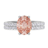 Photo of Zorya 2 1/2 CT. T.W. Morganite and Diamond Matching Bridal Ring Set 10K White Gold [BR266W-C000]