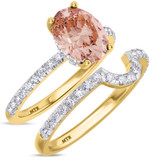 Photo of Zorya 2 1/2 CT. T.W. Morganite and Diamond Matching Bridal Ring Set 10K Yellow Gold [BR266Y-C000]