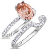 Photo of Zorya 2 1/2 Carat T.W. Morganite and Diamond Matching Bridal Ring Set 14K White Gold [BR266W-C000]