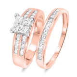 Photo of Tegan 3/4 CT. T.W. Diamond Princess Cluster Bridal Set 14K Rose Gold [BR512R-C000]