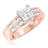 Photo of Tegan 3/4 CT. T.W. Diamond Princess Cluster Bridal Set 14K Rose Gold [BT512RE-C000]