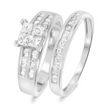 Photo of Tegan 3/4 CT. T.W. Diamond Princess Cluster Bridal Set 10K White Gold [BR512W-C000]
