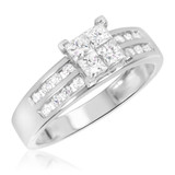 Photo of Tegan 1 CT. T.W. Diamond Princess Cluster Bridal Set 14K White Gold [BT512WE-C000]