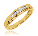 Photo of Willow 1/3 CT. T.W. Diamond Princess Cluster Bridal Set 10K Yellow Gold [BT504YL]