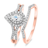 Photo of Veda 1/2 Carat T.W. Diamond Pear Solitaire Bridal Set 10K Rose Gold [BR679R-F018]