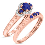 Photo of Azaleia 1 CT. T.W. Sapphire and Diamond Matching Bridal Ring Set 14K Rose Gold [BR876R-C000]