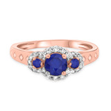 Photo of Azaleia 1 CT. T.W. Sapphire and Diamond Matching Bridal Ring Set 14K Rose Gold [BT876RE-C000]