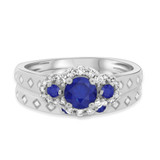 Photo of Azaleia 1 CT. T.W. Sapphire and Diamond Matching Bridal Ring Set 10K White Gold [BR876W-C000]