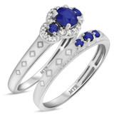 Photo of Azaleia 1 CT. T.W. Sapphire and Diamond Matching Bridal Ring Set 14K White Gold [BR876W-C000]