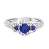 Photo of Azaleia 1 CT. T.W. Sapphire and Diamond Matching Bridal Ring Set 14K White Gold [BT876WE-C000]