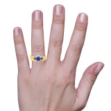 Photo of Azaleia 1 Carat T.W. Sapphire and Diamond Matching Bridal Ring Set 10K Yellow Gold [BR876Y-C000] [HT]
