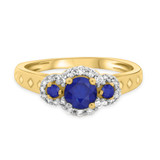 Photo of Azaleia 1 Carat T.W. Sapphire and Diamond Matching Bridal Ring Set 10K Yellow Gold [BT876YE-C000]