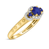 Photo of Azaleia 1 Carat T.W. Sapphire and Diamond Matching Bridal Ring Set 10K Yellow Gold [BT876YE-C000]