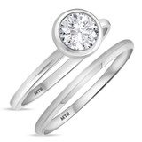 Photo of Hazel 3/4 ct tw. Lab Grown Diamond Round Solitaire Bridal Set 14K White Gold [BR1401W-L070]