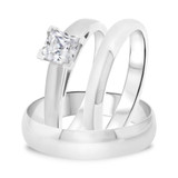 Photo of Jandi 1 ct tw. Lab Grown Diamond Princess Solitaire Trio Set 10K White Gold [BT1702W-K095]