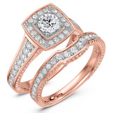 Photo of Kadia 1 1/4 ct tw. Lab Grown Diamond Round Solitaire Bridal Set 14K Rose Gold [BR1403R-C000]