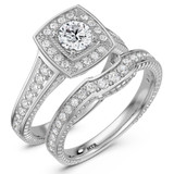 Photo of Kadia 1 1/4 ct tw. Lab Grown Diamond Round Solitaire Bridal Set 14K White Gold [BR1403W-C000]