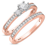 Photo of Marline 3/4 ct tw. Lab Grown Diamond Round Solitaire Bridal Set 14K Rose Gold [BR1404R-C000]
