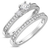 Photo of Marline 3/4 ct tw. Lab Grown Diamond Round Solitaire Bridal Set 10K White Gold [BR1404W-C000]