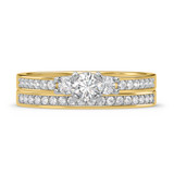 Photo of Marline 3/4 ct tw. Lab Grown Diamond Round Solitaire Bridal Set 14K Yellow Gold [BR1404Y-C000]