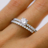 Photo of Prudence 1 1/5 ct tw. Lab Grown Diamond Round Solitaire Bridal Set 14K White Gold [BR1406W-L070]