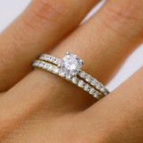 Photo of Prudence 1 1/5 ct tw. Lab Grown Diamond Round Solitaire Bridal Set 10K Yellow Gold [BR1406Y-L070]