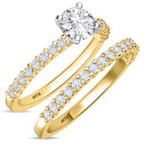 Photo of Prudence 1 1/5 ct tw. Lab Grown Diamond Round Solitaire Bridal Set 14K Yellow Gold [BR1406Y-L070]