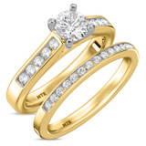 Photo of Samaria 1 1/5 ct tw. Lab Grown Diamond Round Solitaire Bridal Set 14K Yellow Gold [BR1409Y-L070]