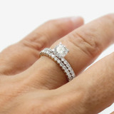 Photo of Keanu 1 ct tw. Lab Grown Diamond Round Solitaire Bridal Set 14K White Gold [BR1410W-L045]