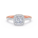 Photo of Nikau 1 1/8 ct tw. Lab Grown Diamond Round Solitaire Bridal Set 14K Rose Solid Gold [BT1411RE-L070]