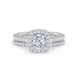 Photo of Nikau 1 1/8 ct tw. Lab Grown Diamond Round Solitaire Bridal Set 10K White Solid Gold [BR1411W-L070]