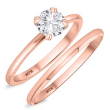 Photo of Azareel 3/4 ct tw. Lab Grown Diamond Round Solitaire Bridal Set 10K Rose Gold [BR1413R-L070]