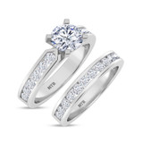 Photo of Lesha 2 1/5 ct tw. Lab Grown Diamond Round Solitaire Bridal Set 14K White Gold [BR1416W-L095]