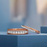 Photo of Keanu 7/8 ct tw. Lab Grown Diamond Wedding Band Set 10K Rose Gold [WB1410R]