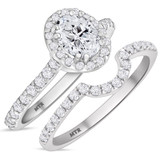 Photo of Soban 1 1/2 ct tw. Lab Grown Diamond Oval Solitaire Bridal Set 10K White Gold [BR1417W-C000]
