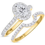 Photo of Soban 1 1/2 ct tw. Lab Grown Diamond Oval Solitaire Bridal Set 10K Yellow Gold [BR1417Y-C000]