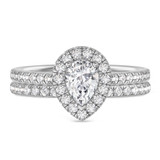 Photo of Adeola 1 1/10 ct tw. Lab Grown Diamond Pear Solitaire Bridal Set 14K White Gold [BR1418W-C000]