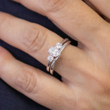 Photo of Amari 3/4 ct tw. Lab Grown Diamond Oval Solitaire Bridal Set 14K White Gold [BR1419W-C000]