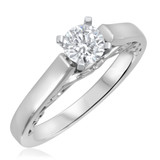 Photo of Aitamah 1/2 ct tw. Lab Grown Diamond Round Solitaire Bridal Set 14K White Gold [BT1700WE-L045]