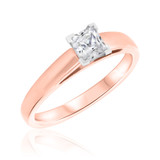 Photo of Jandi 3/4 ct tw. Lab Grown Diamond Princess Solitaire Bridal Set 14K Rose Gold [BT1702RE-K070]