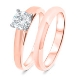 Photo of Jandi 1 ct tw. Lab Grown Diamond Round Solitaire Bridal Set 14K Rose Gold [BR1702R-L095]