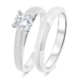 Photo of Jandi 3/4 ct tw. Lab Grown Diamond Round Solitaire Bridal Set 10K White Gold [BR1702W-L070]
