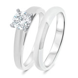 Photo of Jandi 1 ct tw. Lab Grown Diamond Round Solitaire Bridal Set 10K White Gold [BR1702W-L095]