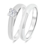 Photo of Jandi 1/2 ct tw. Lab Grown Diamond Princess Solitaire Bridal Set 14K White Gold [BR1702W-K045]