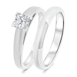 Photo of Jandi 3/4 ct tw. Lab Grown Diamond Princess Solitaire Bridal Set 14K White Gold [BR1702W-K070]