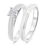 Photo of Jandi 1/2 ct tw. Lab Grown Diamond Round Solitaire Bridal Set 14K White Gold [BR1702W-L045]