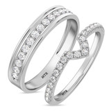 Photo of Adeola 3/4 ct tw. Lab Grown Diamond Wedding Band Set 10K White Gold [WB1418W]