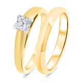 Photo of Jandi 1/2 ct tw. Lab Grown Diamond Princess Solitaire Diamond Bridal Ring Set 10K Yellow Gold [BR1702Y-K045]