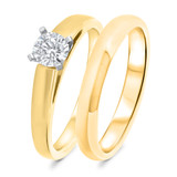 Photo of Jandi 1/2 ct tw. Lab Grown Diamond Round Solitaire Diamond Bridal Ring Set 10K Yellow Gold [BR1702Y-L045]